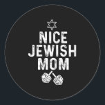 Fun Hanukkah Dreidel Star For Nice Jewish Mum  Classic Round Sticker<br><div class="desc">Fun Hanukkah Dreidel Star For Nice Jewish Mum</div>