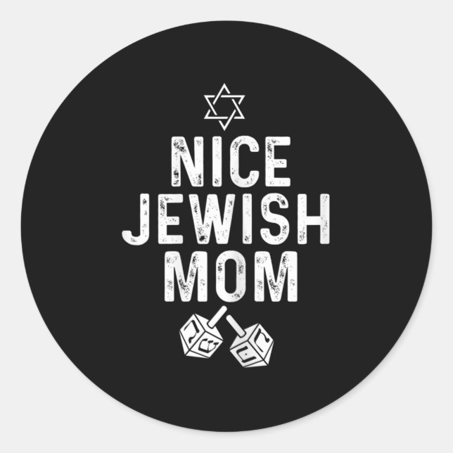 Fun Hanukkah Dreidel Star For Nice Jewish Mum  Classic Round Sticker (Front)