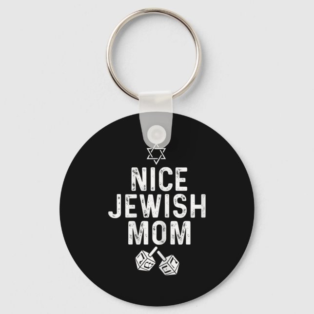 Fun Hanukkah Dreidel Star For Nice Jewish Mum  Key Ring (Front)