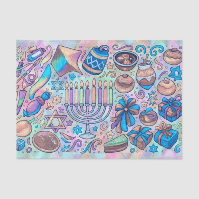 Fun Hanukkah Motifs Tissue Paper (Front)