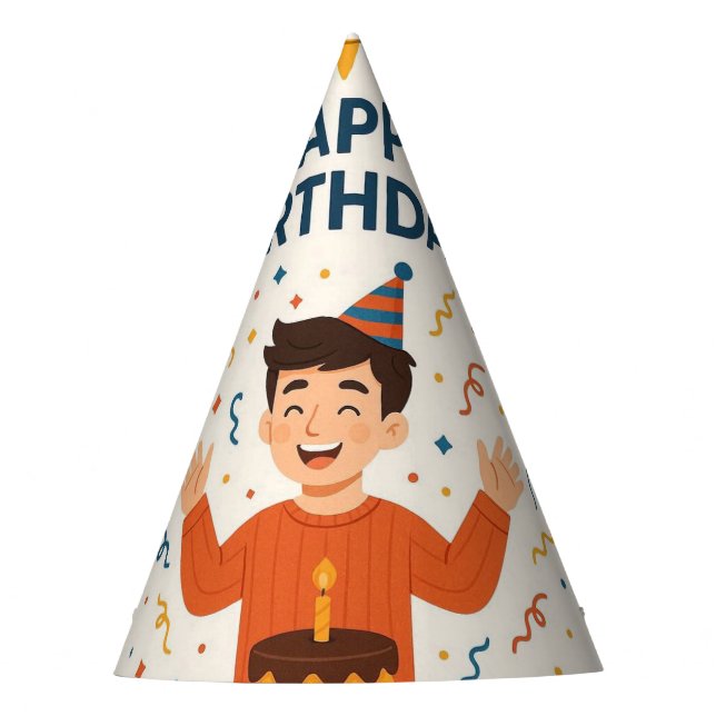 Fun Happy Birthday Balloon Boy Party Hat (Front)