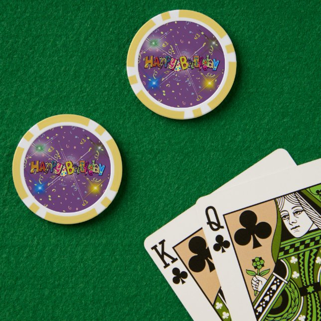 Fun Happy Birthday Confetti Poker Chips (Poker Table (Double))