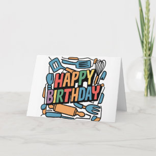 Fun Happy Birthday for Cooks Abstract Card