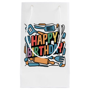 Fun Happy Birthday for Cooks Abstract Small Gift Bag