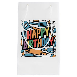 Fun Happy Birthday for Cooks Abstract Small Gift Bag