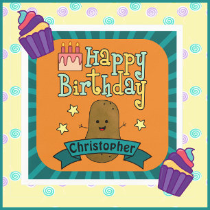 Fun Happy Birthday Potato Personalised Napkin