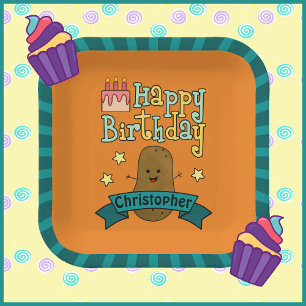 Fun Happy Birthday Potato Personalised Paper Plate