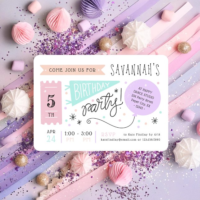 Fun & Happy Colourful Pastel Carnival Kids Birthda Invitation (Creator Uploaded)