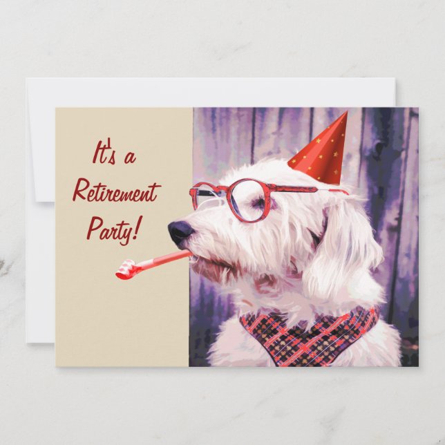 Fun Happy Cute Dog Celebrating Party Hat Glasses Invitation (Front)