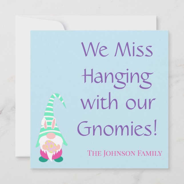 Fun Happy Easter Gnome Personalised Spring Colours (Back)