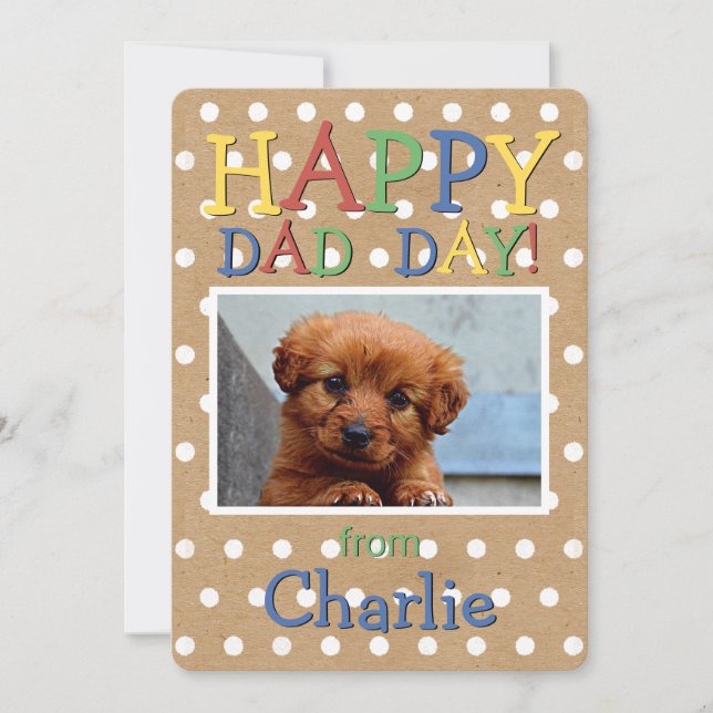  Fun Happy Fathers Day Wish with Dog Photo Holiday Card (Front)