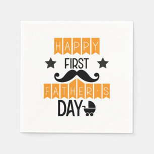 Fun Happy first Father's Day word art Napkin