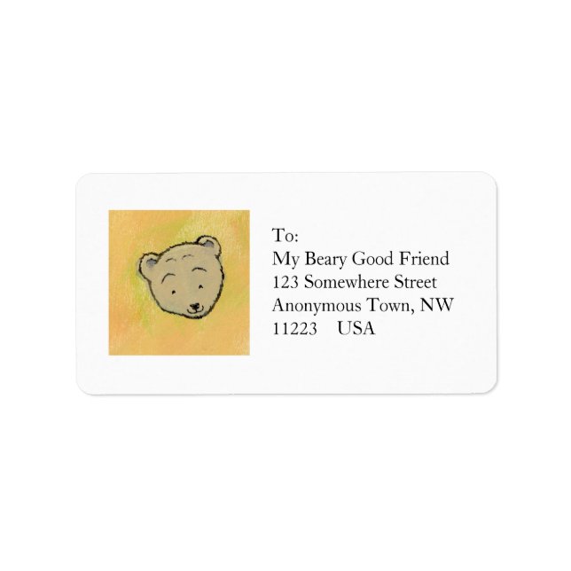 Fun happy friendly bear art unique - My Bears & Me Label (Front)