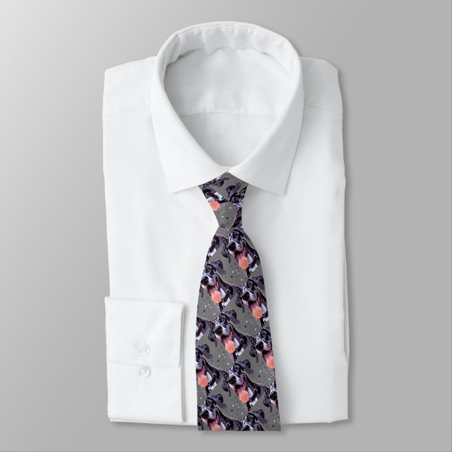Fun Happy Great Dane Dog Animal Nature Art Tie (Tied)