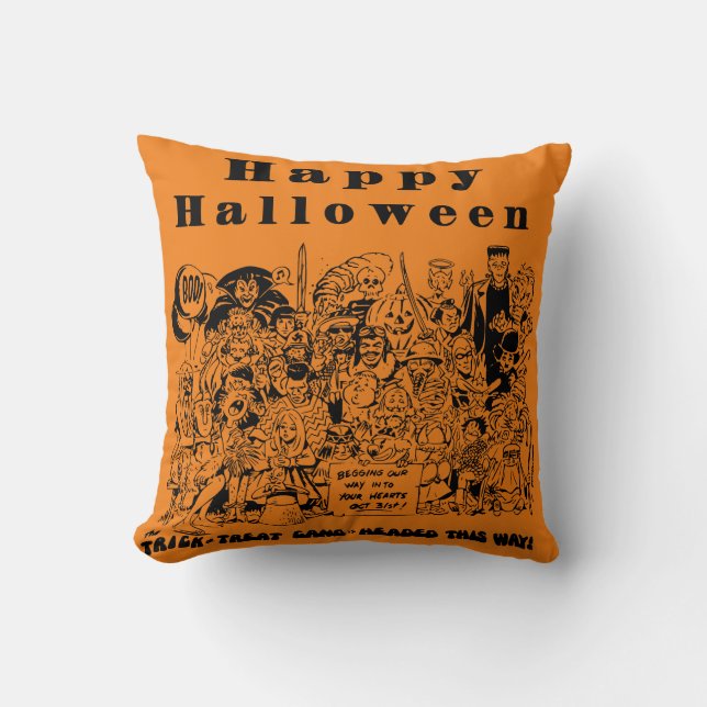 Fun Happy Halloween Characters Cushion (Front)