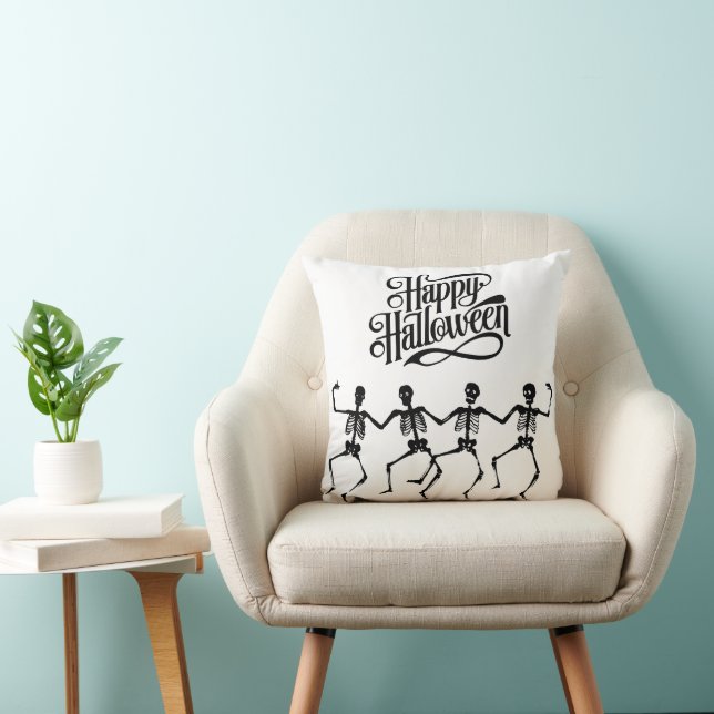Fun Happy Halloween Dancing Skeleton Cushion (Chair)