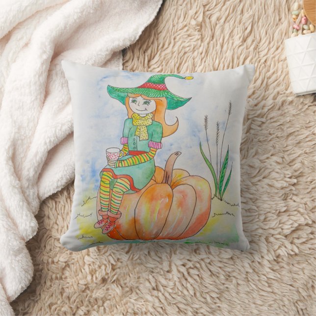 Fun Happy Halloween Pumpkin Crow Cushion (Blanket)