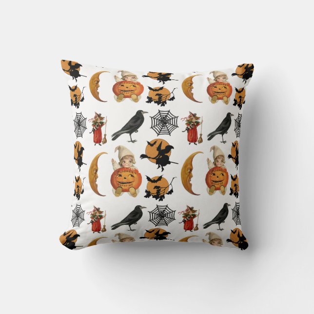 Fun Happy Halloween Pumpkins Pattern Background Th Cushion (Front)