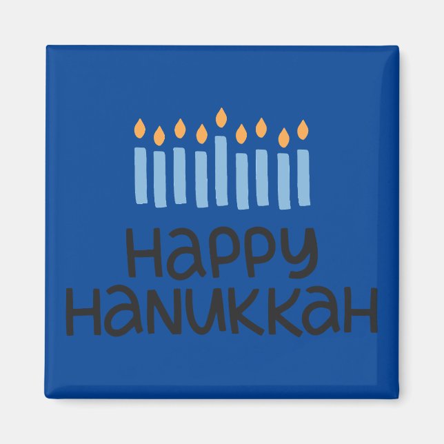 Fun Happy Hanukkah Square Magnet (Front)