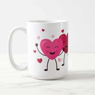 Fun Happy Hearts Pink And Red  Coffee Mug