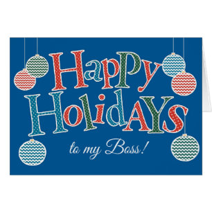 Fun Happy Holidays for Boss, Colourful Baubles