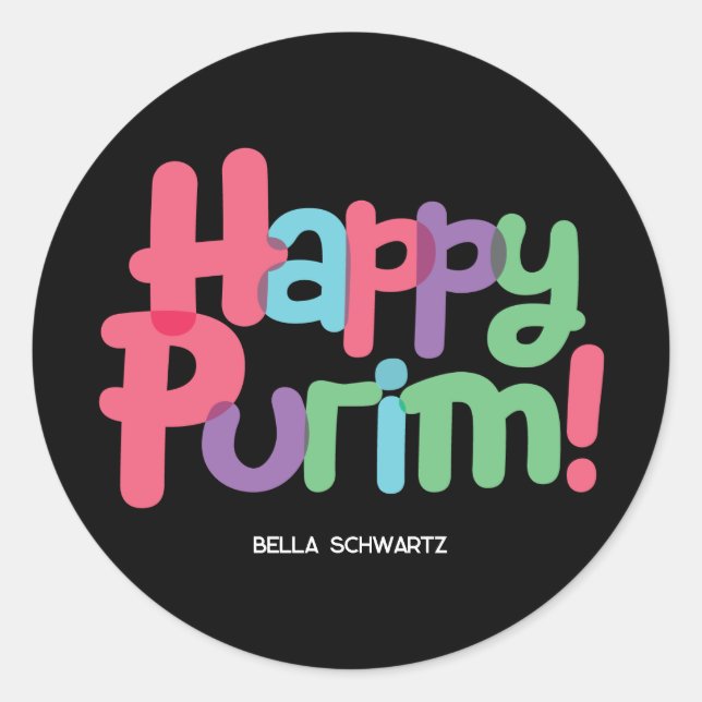 Fun Happy Purim Round Sticker (Front)