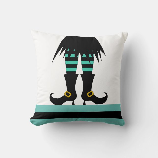 Fun Happy Retro Halloween Witch Cushion (Front)