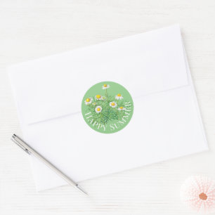 Fun Happy Summer Vintage Chamomile Flowers Classic Round Sticker