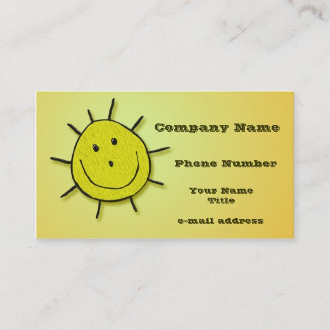 Fun Happy Sun Faux Embroidery Business Card (Front)