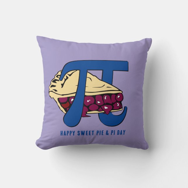 Fun HAPPY Sweet Cherry Pie PI DAY Cushion (Front)