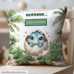 Fun Hatching Soon Baby Dinosaur Personalized  Cushion