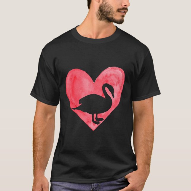 Fun Heart Goose Duck Bird Lover Animal Valentines  T-Shirt (Front)