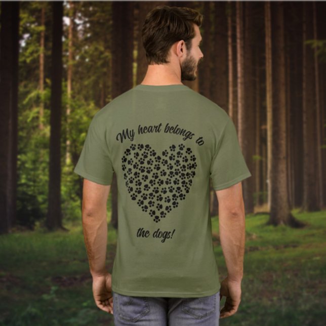 Fun Heart of Black Paw Prints Back Design T-Shirt (Creator Uploaded)