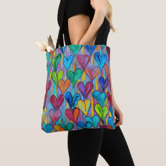 Fun Heart Pattern Blue Mix Tote Bag