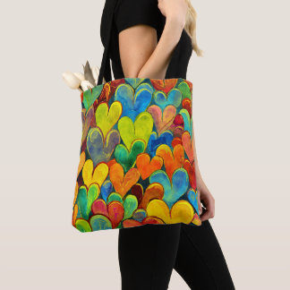 Fun Heart Pattern Yellow Mix Tote Bag