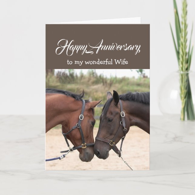 Fun Heart to Heart Wife Anniversary HORSES Card (Front)