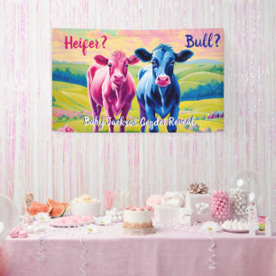 Fun Heifer or Bull Gender Reveal  Banner