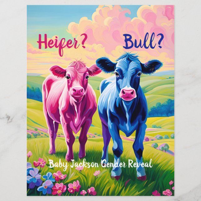 Fun Heifer or Bull Gender Reveal  Game (Front)