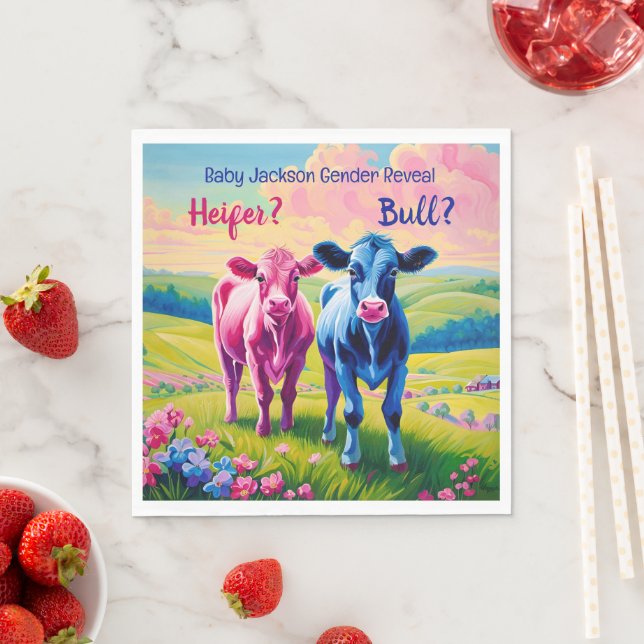 Fun Heifer or Bull Gender Reveal  Napkin (Insitu)
