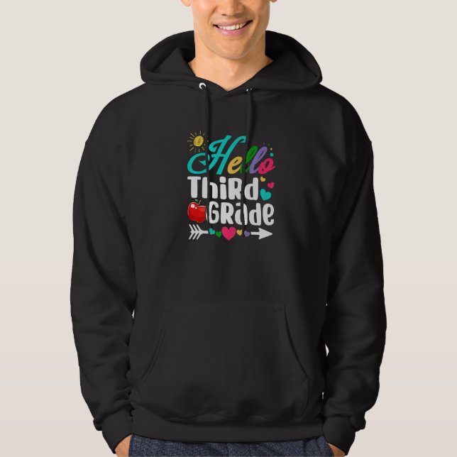Fun Hello Third Grade First Day Of School Student  Hoodie (Front)