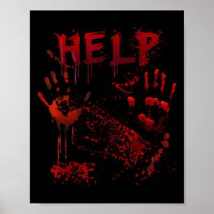 Fun Help Bloody Handprint Halloween Costume Matchi Poster