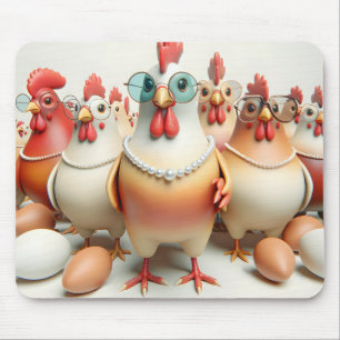 Fun Hens With Pearl Necklaces Mouse Mat