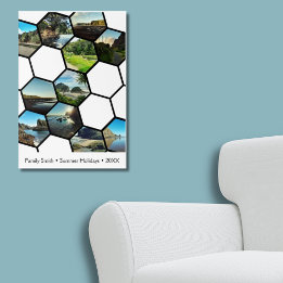 Fun Hexagon-Shaped Custom Family Vacation Collage Poster