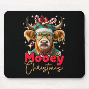 Fun Highland Cow Mooey Christmas Scottish Family G Mouse Mat