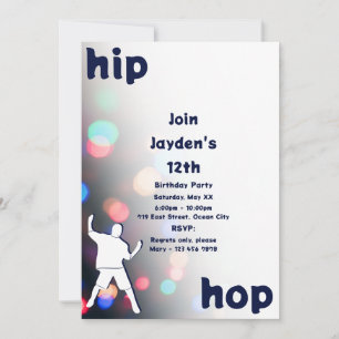 Fun Hip-Hop Dance 12th Birthday Invitation