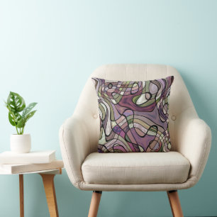 Fun Hip Purple Violet Black Mosaic Art Pattern Cushion