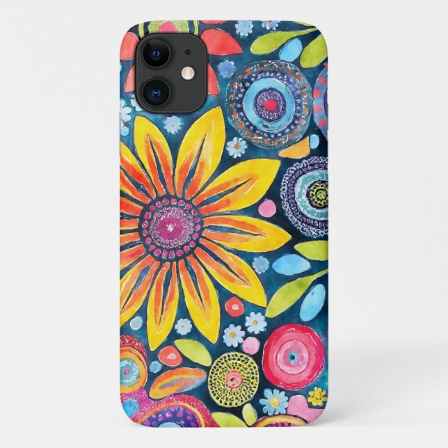 Fun Hippie Flower Patterned Case-Mate iPhone Case (Back)