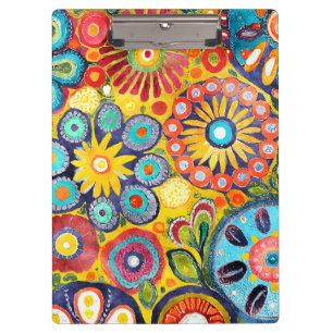 Fun Hippie Flower Patterned Clipboard