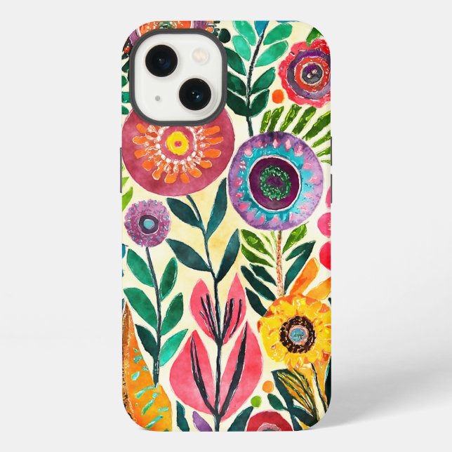 Fun Hippie Flower Patterned iPhone Case (Back)