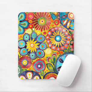 Fun Hippie Flower Patterned Mouse Mat